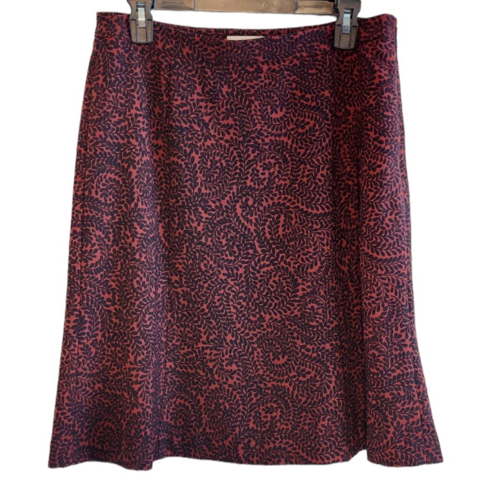 LOFT Red Pattern A-line Skirt 8